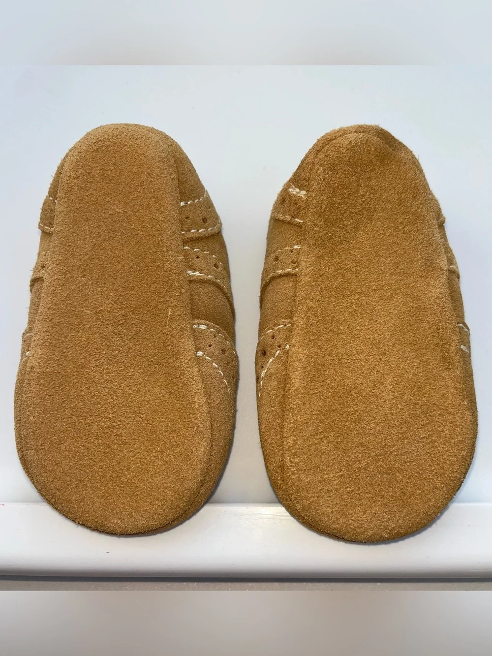 NWOT Littlest Prince Couture Tan Suede Baby Shoes - Size 4